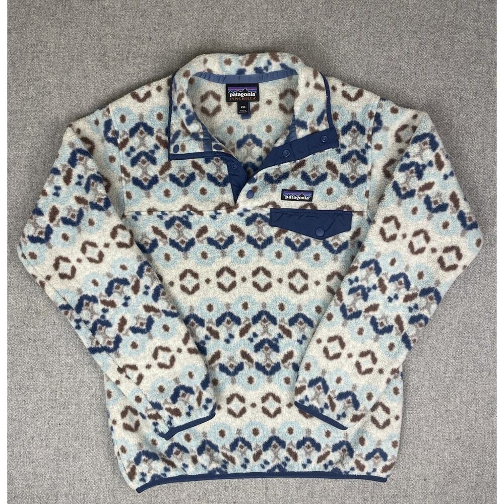 Patagonia Synchilla Snap-T Fleece Womens XXS Tundra Cluster Big Sky Blue